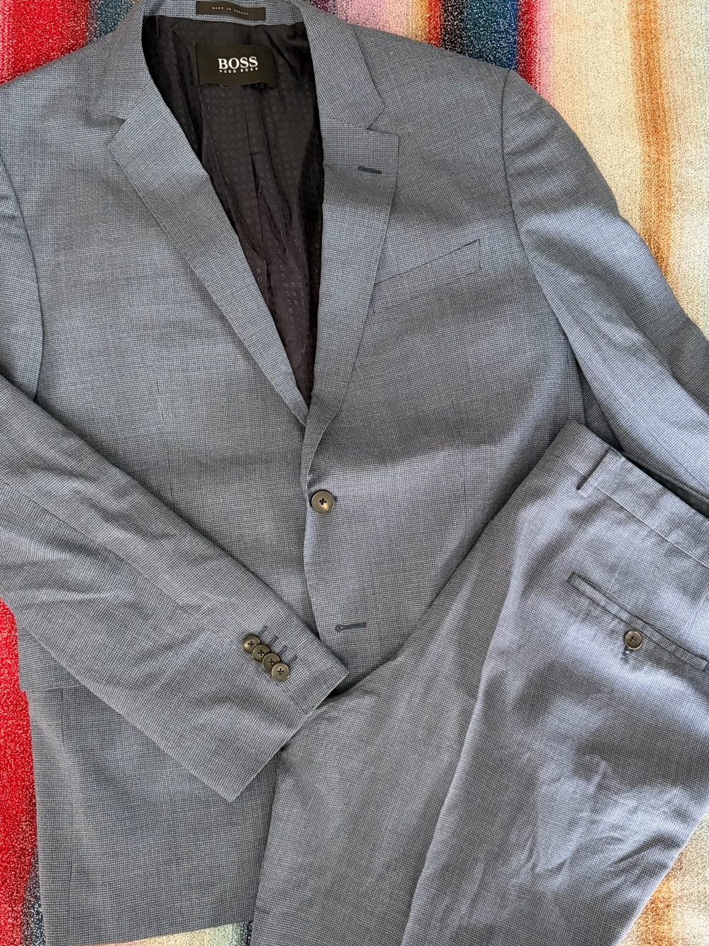 BOSS Men's Italian Fabric Blue Two-Piece Suit